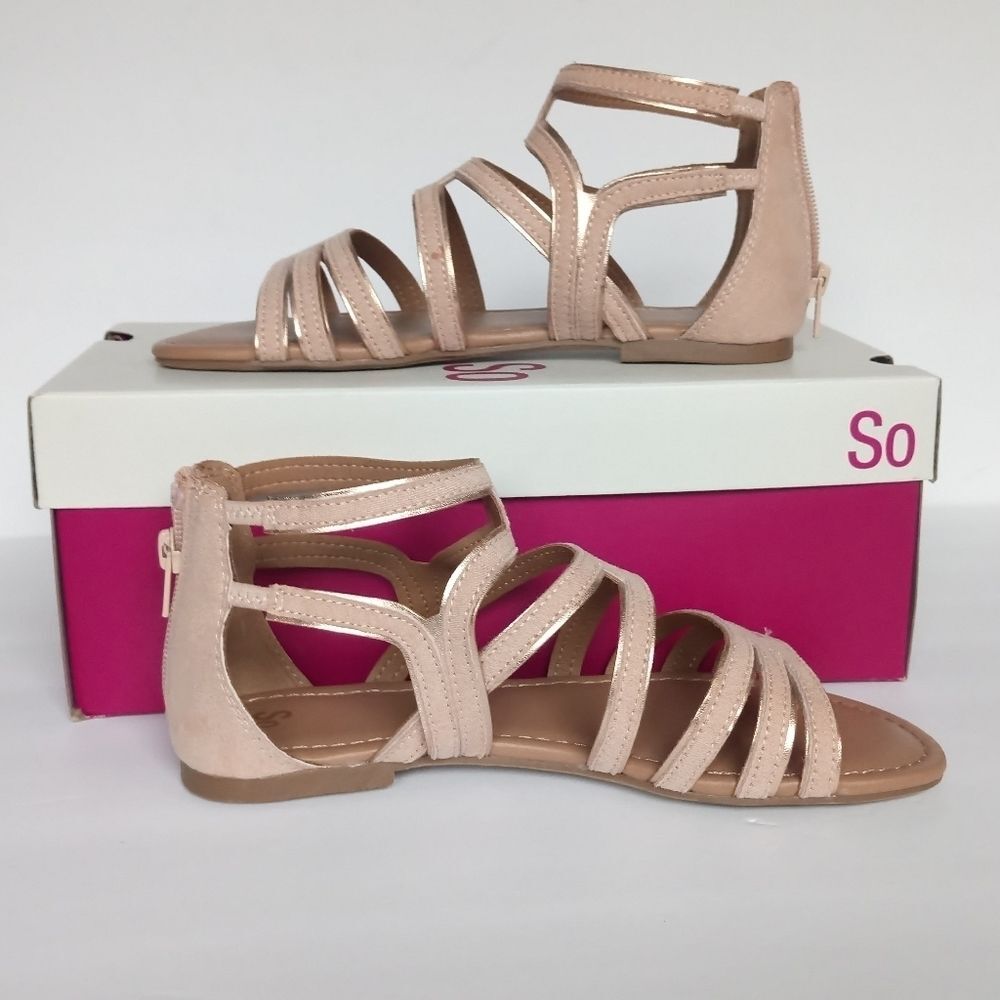 SO Women's Natural Gladiator Sandals Beach Rose Size 6